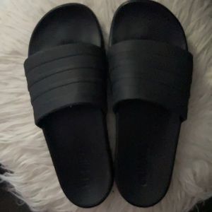 Black adidas adilette slide sandals